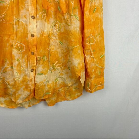 Anthropologie pilcro Yellow/orange tie dye embroidered button shirt size XSP - Picture 2 of 7